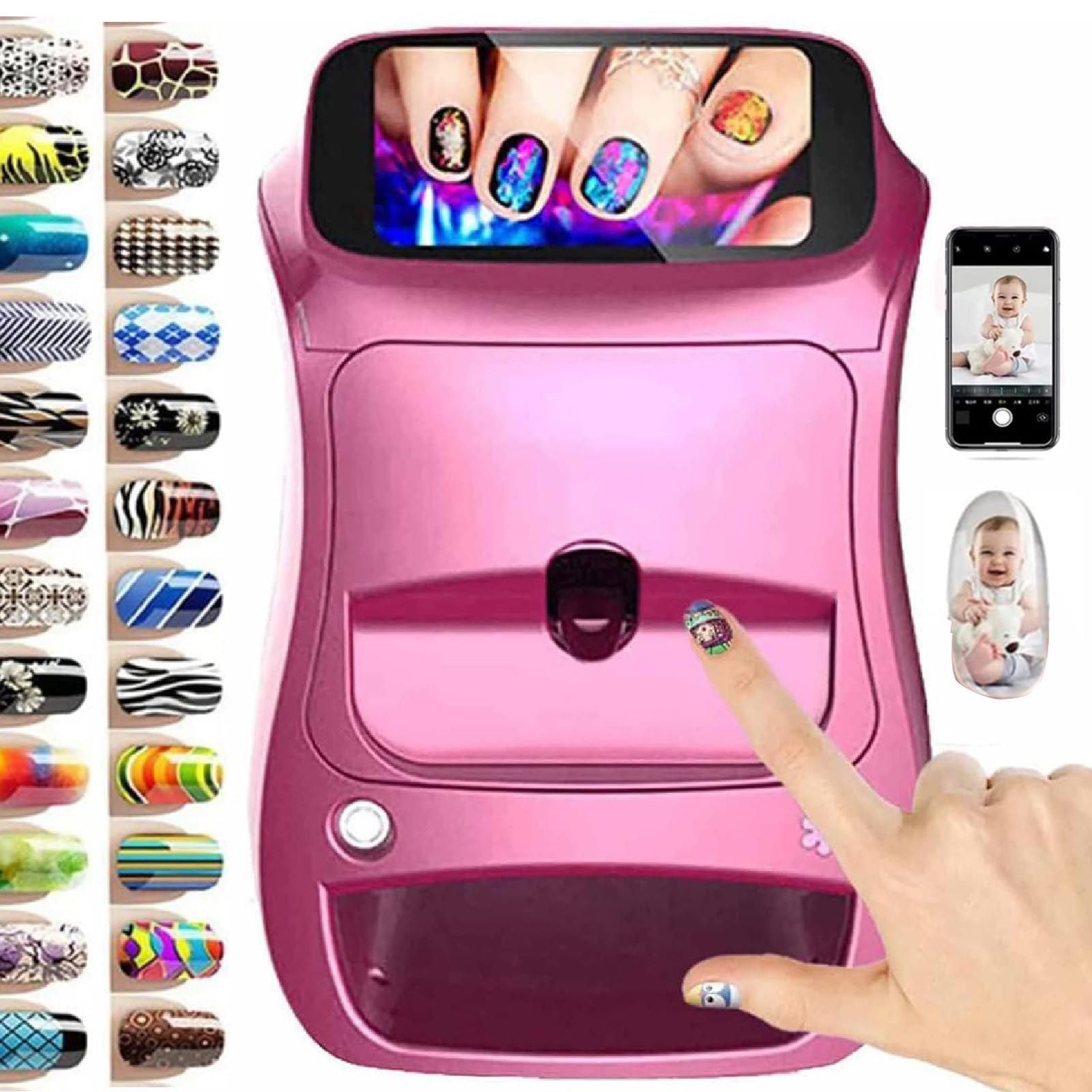 3D Nail Art Printer,Portable Digital Mobile Nail Art Printer, Painted Nail Art Machine, DIY Customized Pattern